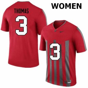 Women's Ohio State Buckeyes #3 Michael Thomas Throwback Nike NCAA College Football Jersey Authentic NIV0644KZ